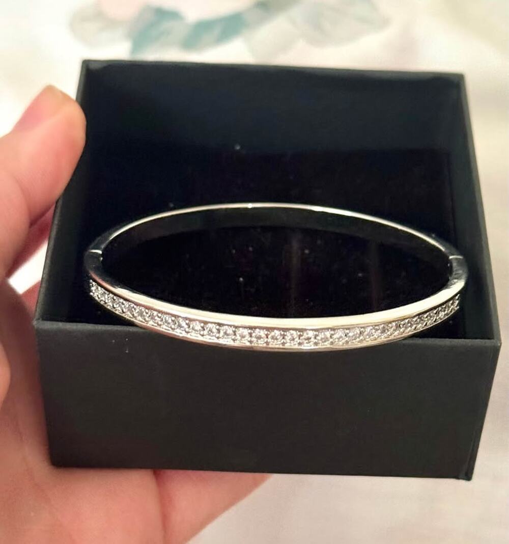Stainless Steel Tarnish-Free CZ Bangle Bracelet